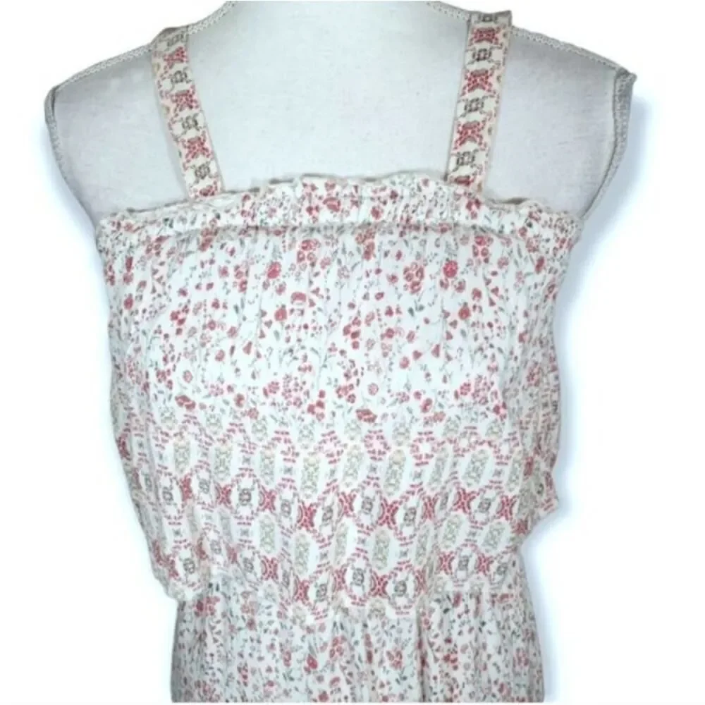 JAPNA GRAY & MAUVE FLORAL SMOCKED JUMPSUIT SZ.XS EUC.